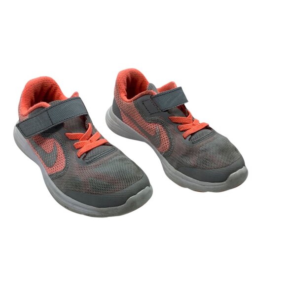 Nike Revolution 3 Running Shoes Child 12 Gray Orange Lightweight Sneakers - Picture 3 of 6